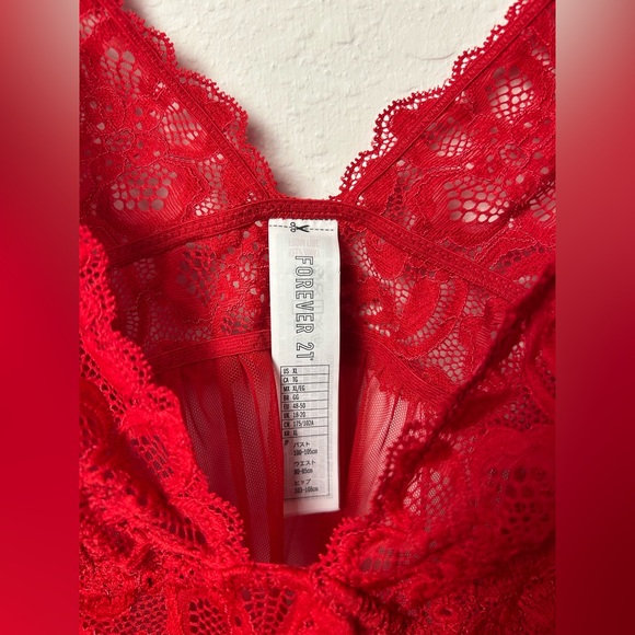 Forever 21 women’s lace red floral lingerie slip dress - Picture 7 of 7
